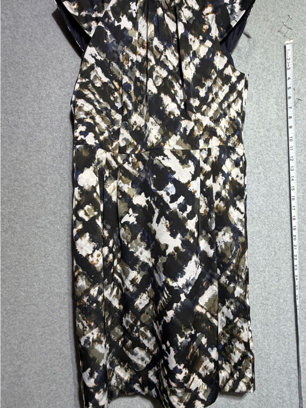 Ann Taylor Navy and Multicolor Abstract Print Dress